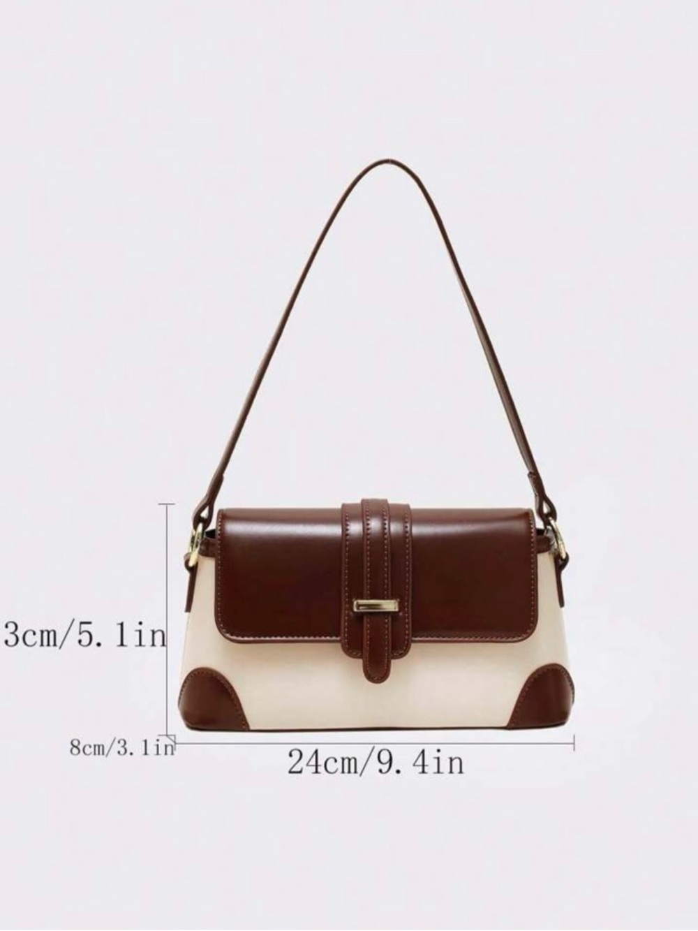 Classic Two-Tone Brown and Cream Vintage style Crossbody Bag - Picture 2 of 10